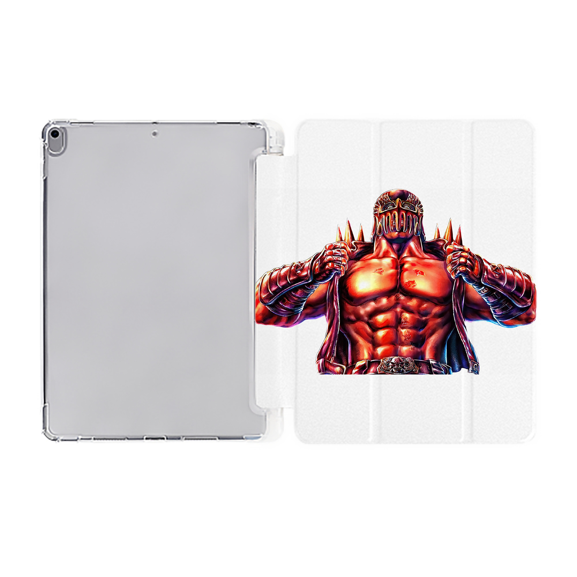 （画像用） 北斗の拳 Fist of the North Star IPad ケース ペン収納付き 三つ折りスタンド PUレザー×シリコン 対応機種9.5/10.5/10.9インチ